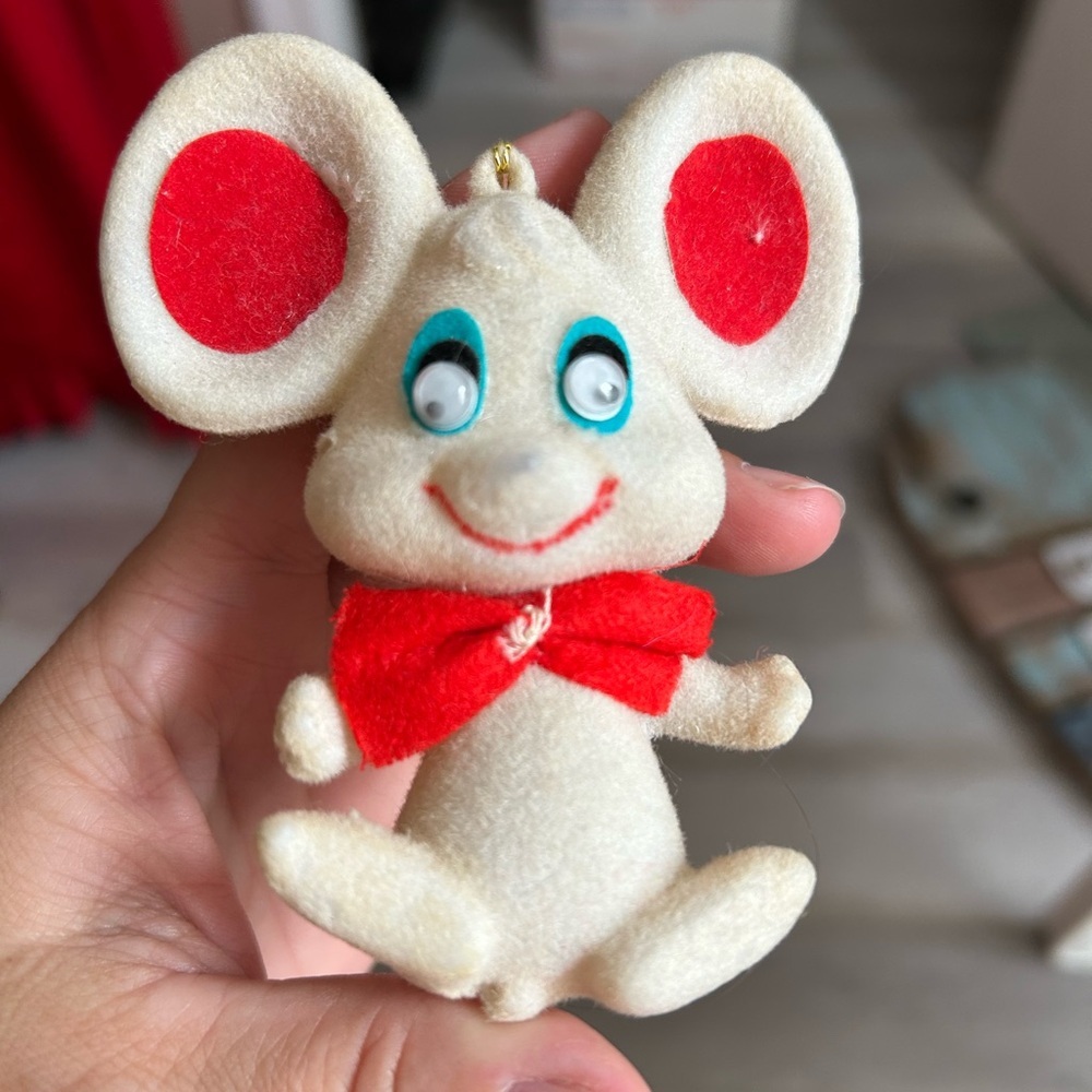 4/$100 Adorable Cream and Red Plush Mouse Christmas ornaments 🐭 - Picture 1 of 7